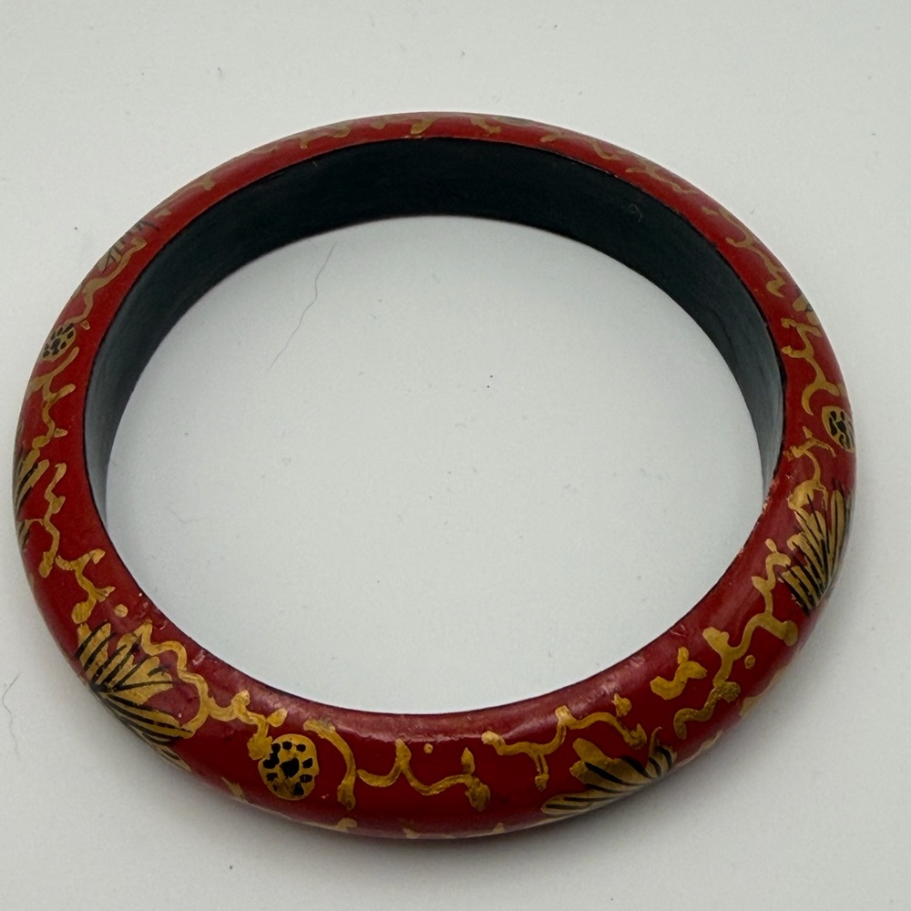 Hand Painted Lacquered Wood Bangle Bracelet